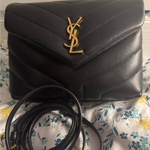 Yves Saint Laurent Black and Gold Crossbody Bag
